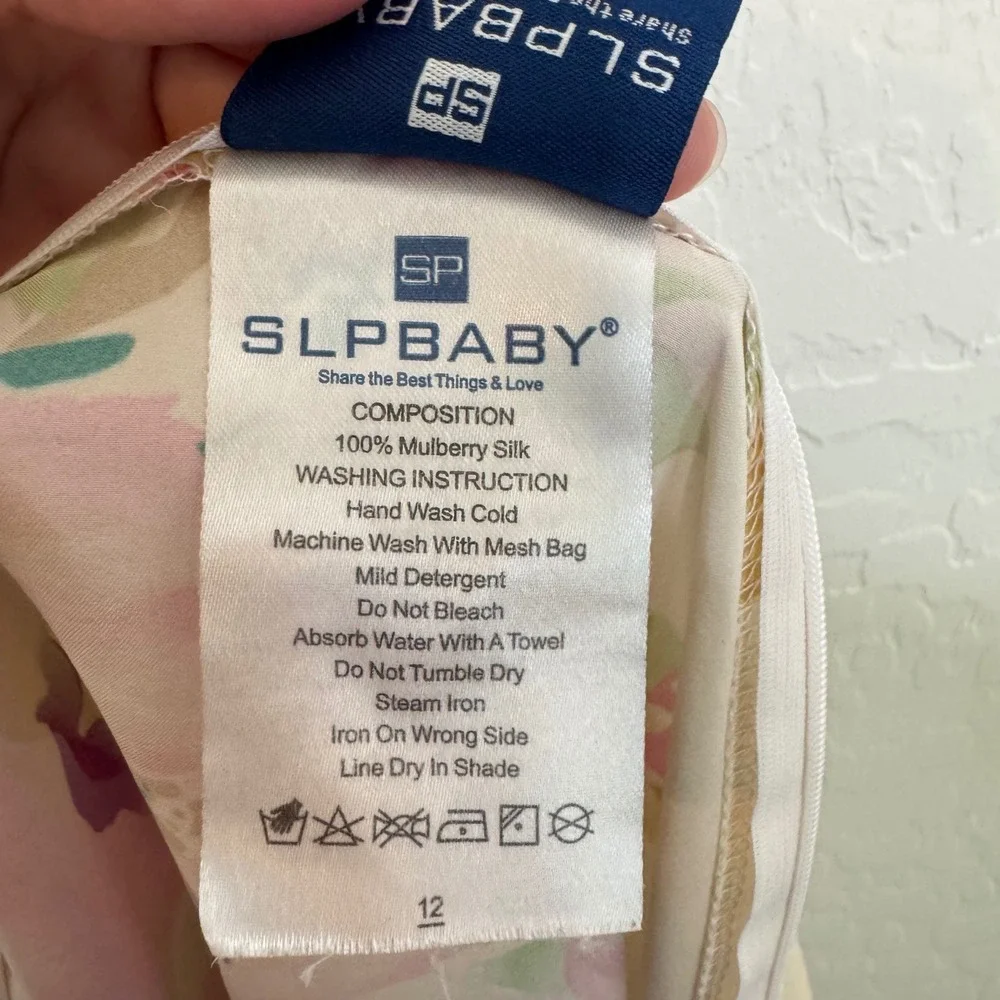 SLPBABY Women 100% Mulberry Silk Pillow Case Cream Floral Zipper Side Classy